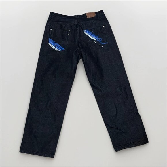 VTG Rocawear Jeans Mens 38x43 Blue Baggy Relaxed Rap Hip Hop Skater 90s Y2K